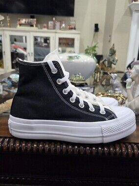 Converse Black and White High-Top Platform Sneakers